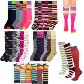 1 Thick Knee High Womens Socks Uniform Ladies Stripes Dance Girls Soccer 9-11