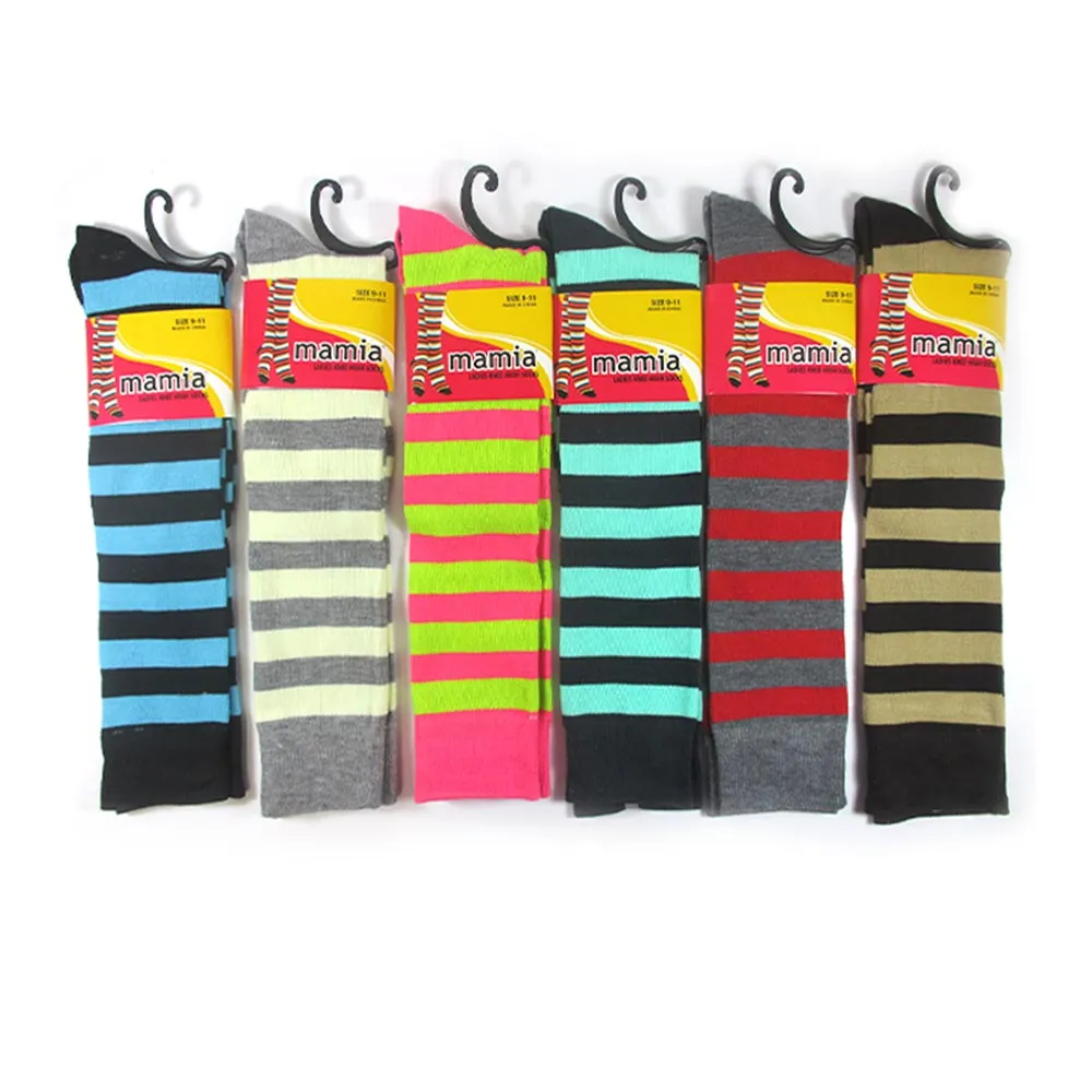 1 Thick Knee High Womens Socks Uniform Ladies Stripes Dance Girls Soccer 9-11