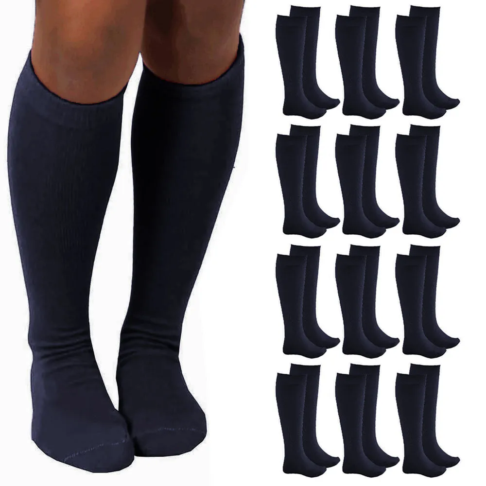 12 Pairs Knee High Socks Girls School Uniform Kid Athletic Tube Navy Size M 4-6