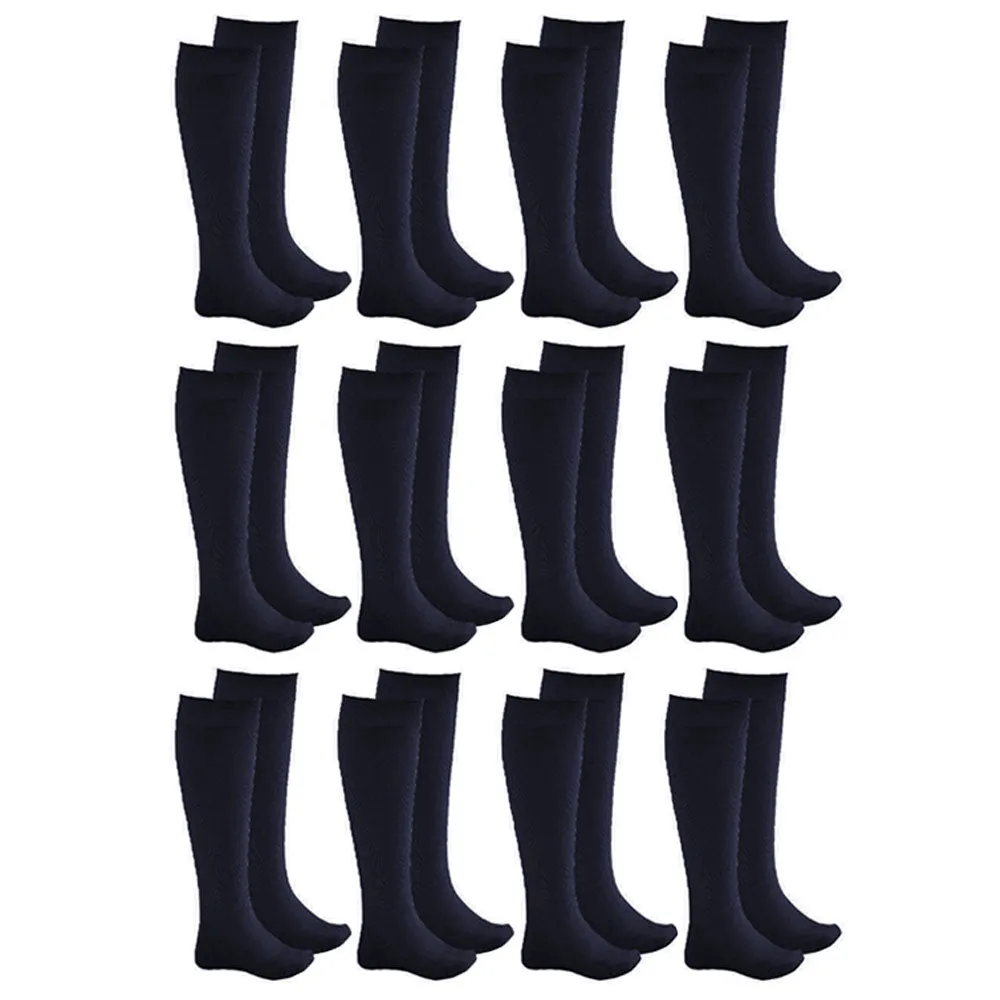 12 Pairs Knee High Socks Girls School Uniform Kid Athletic Tube Navy Size M 4-6