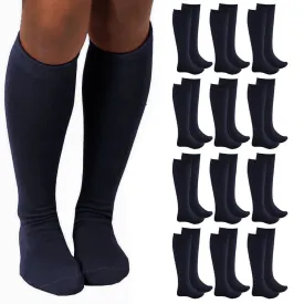 12 Pairs Knee High Socks Girls School Uniform Kid Athletic Tube Navy Size M 4-6