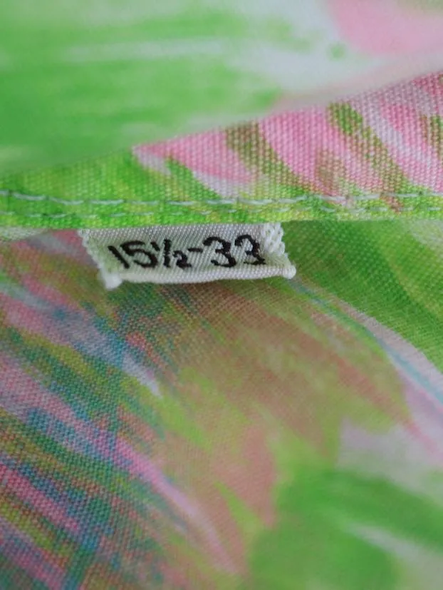 1960s Vintage Western Shirt / Green & Pink Print