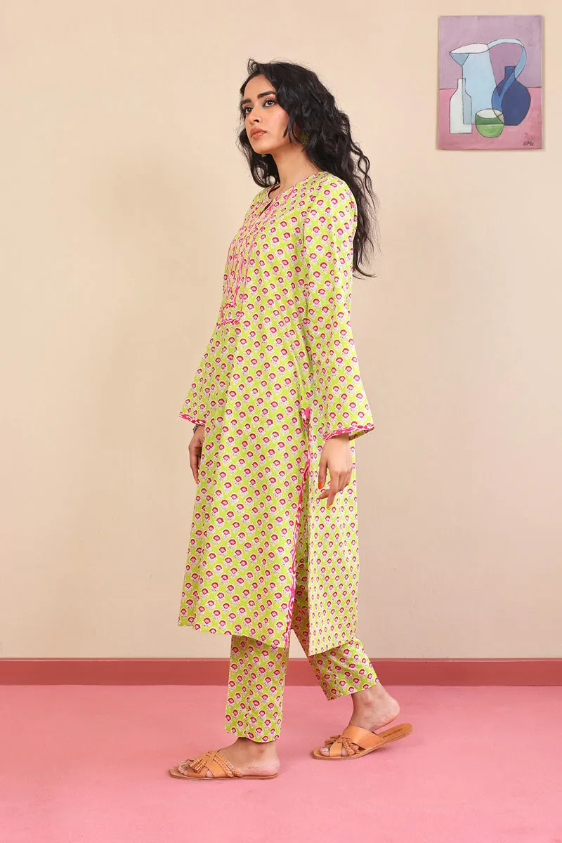 2-Piece Block Printed Saga Set