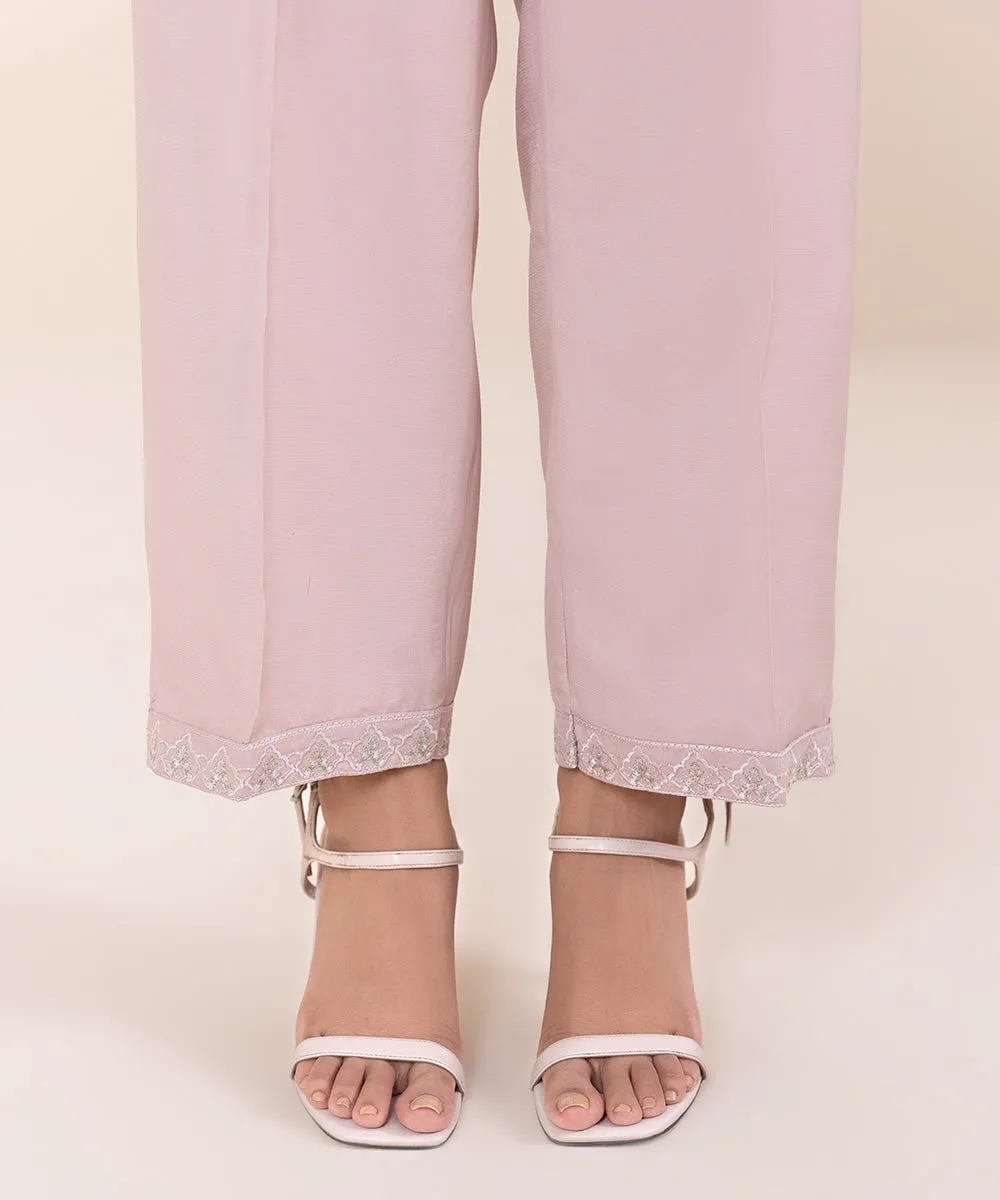 3 Piece - Embroidered Raw Silk Suit