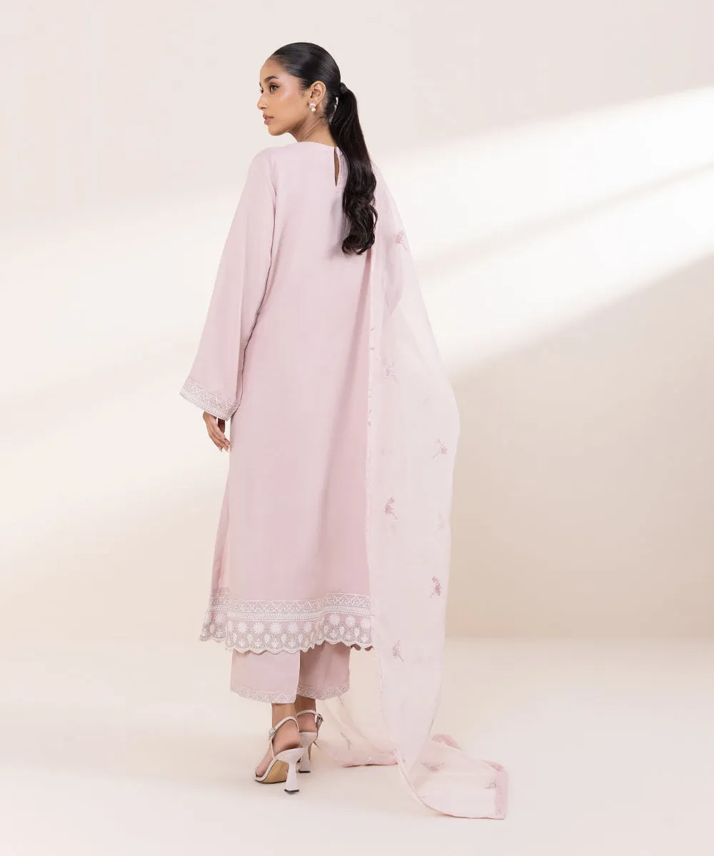 3 Piece - Embroidered Raw Silk Suit