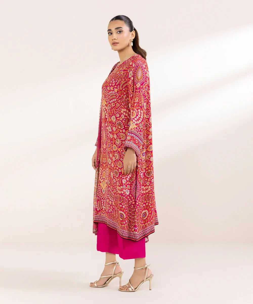 3 Piece - Printed Silk Suit