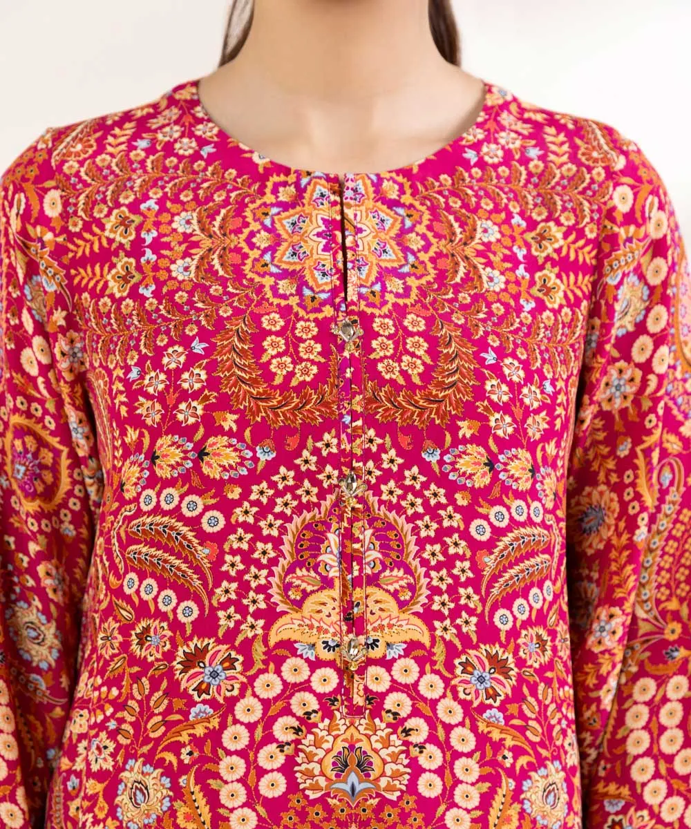 3 Piece - Printed Silk Suit