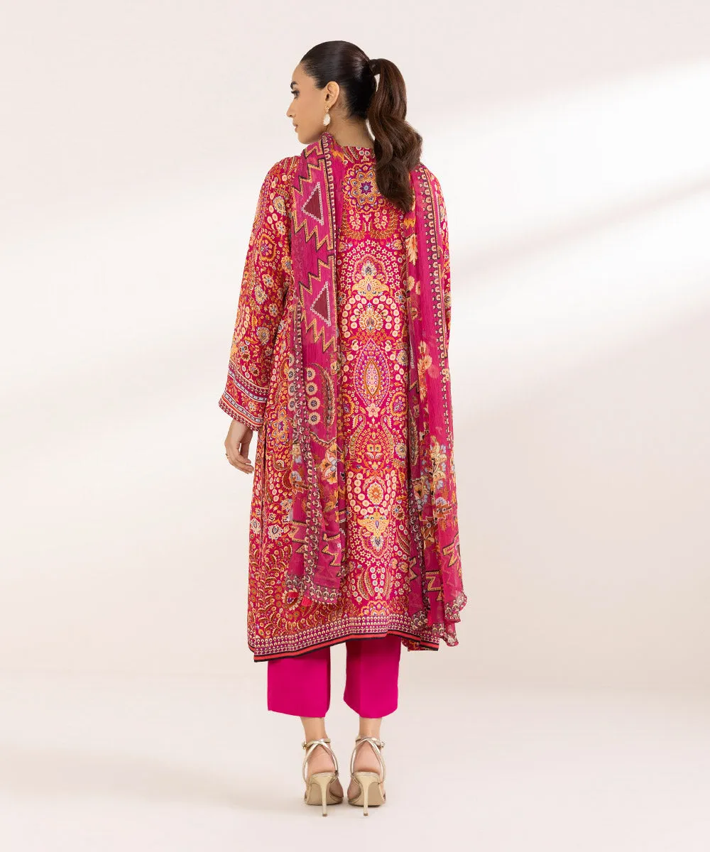 3 Piece - Printed Silk Suit