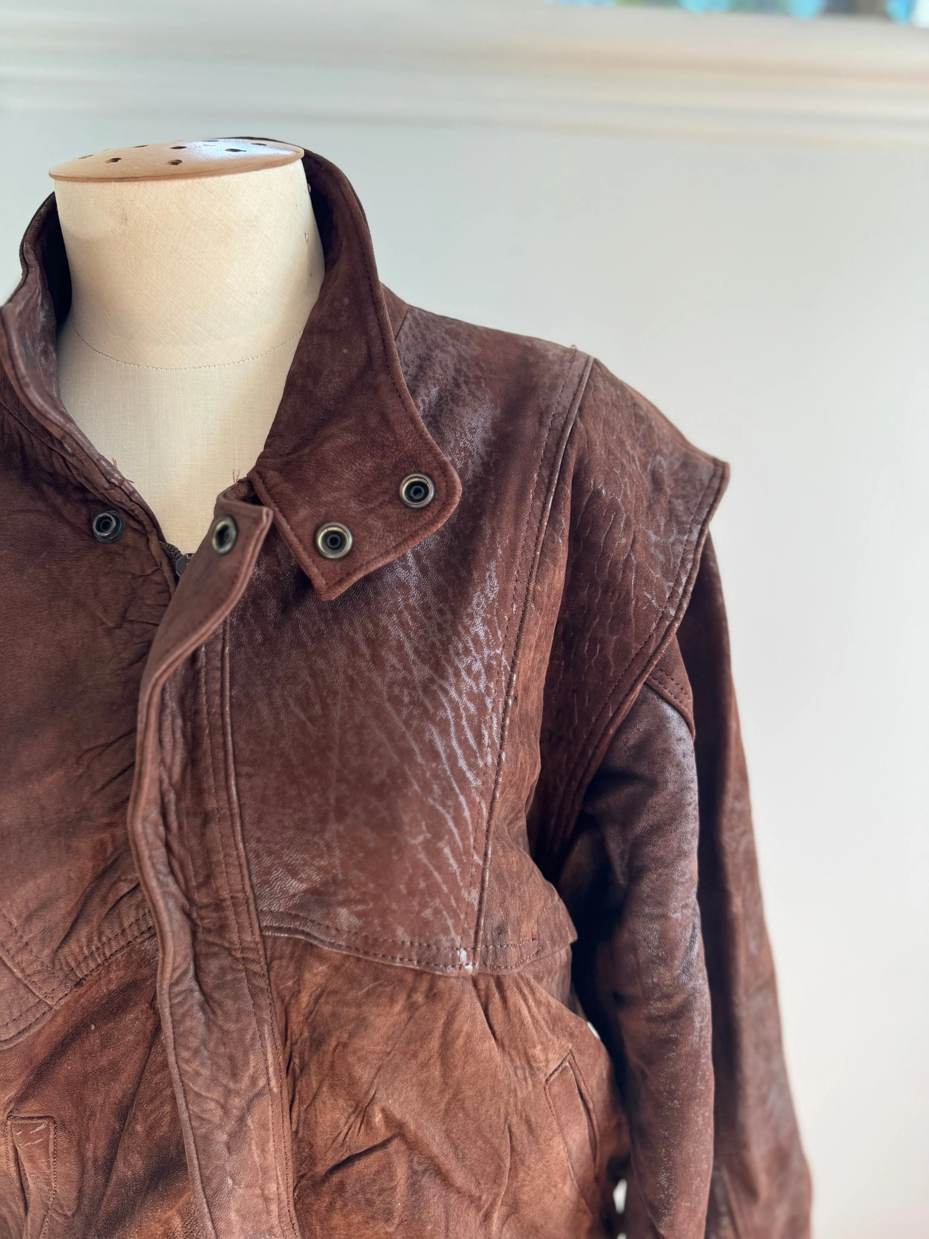 70s Leather Jacket - Dark Brown