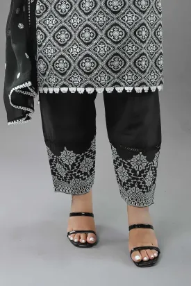 Addee Cotton Bottom Schiffli Embroidery Trouser Bk-1014