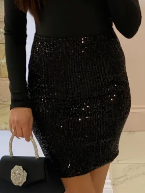Alexie Black Sparkly Skirt