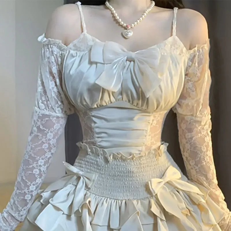 Ballet style suspender top   lace skirt PL53347