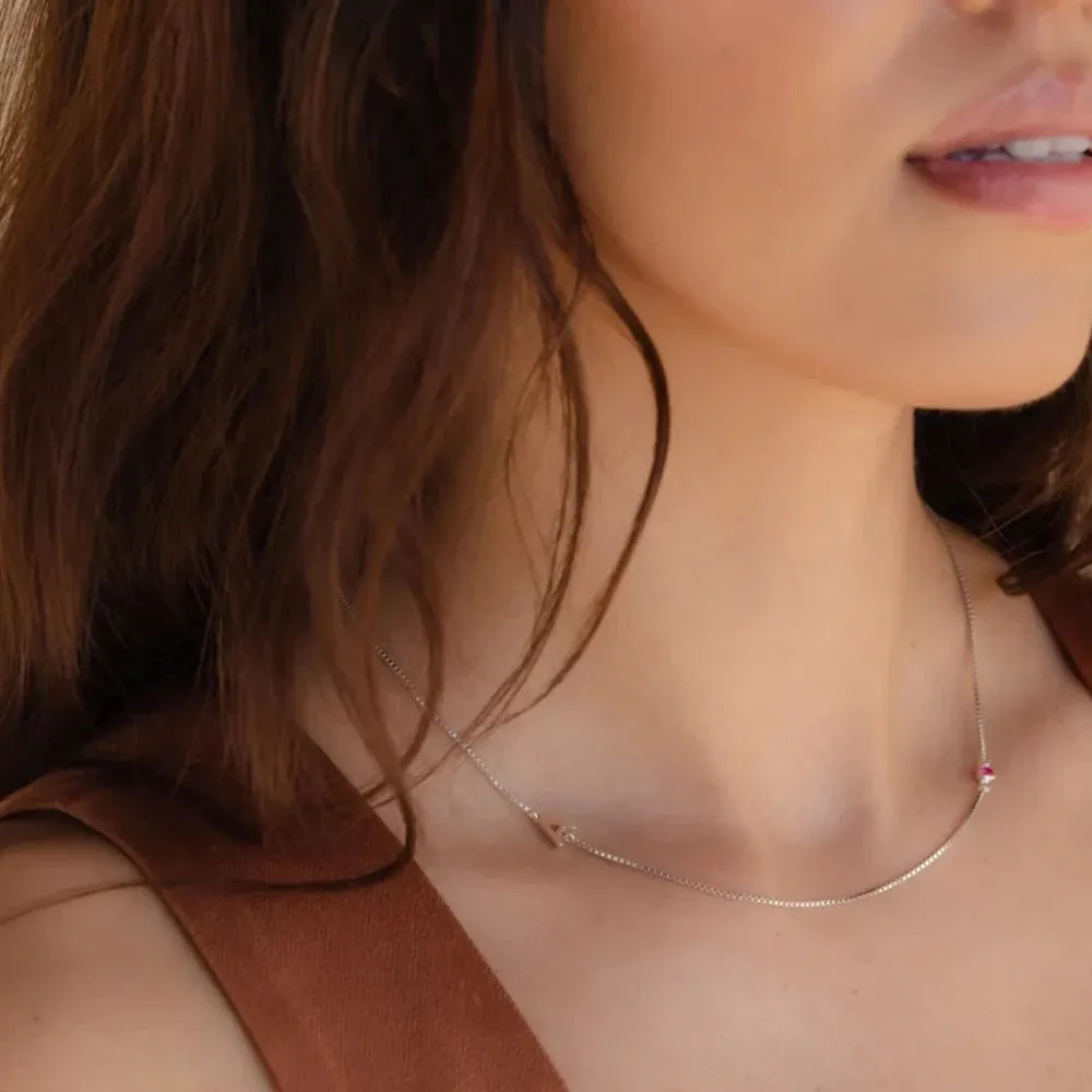 Birthstone Initial Necklace