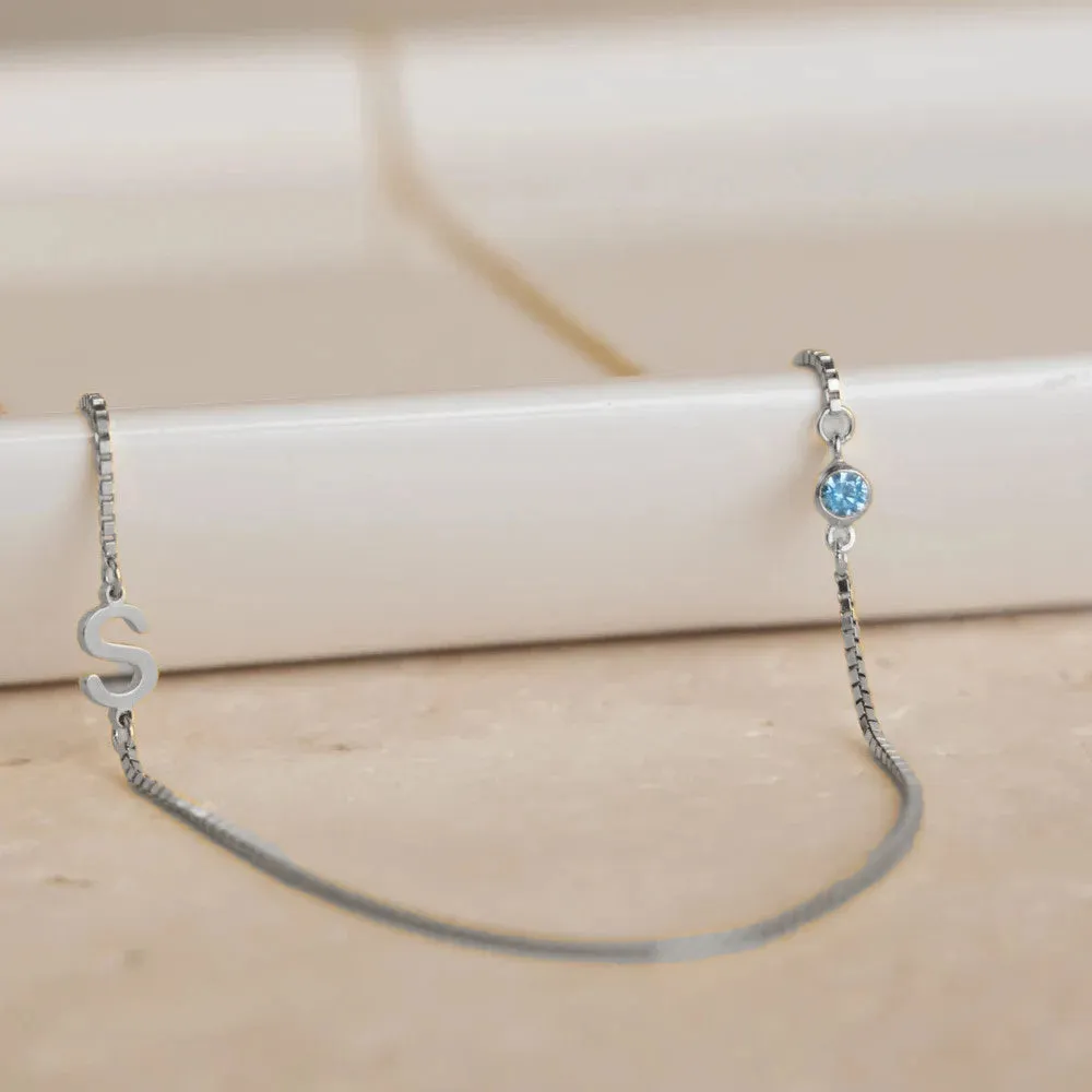 Birthstone Initial Necklace
