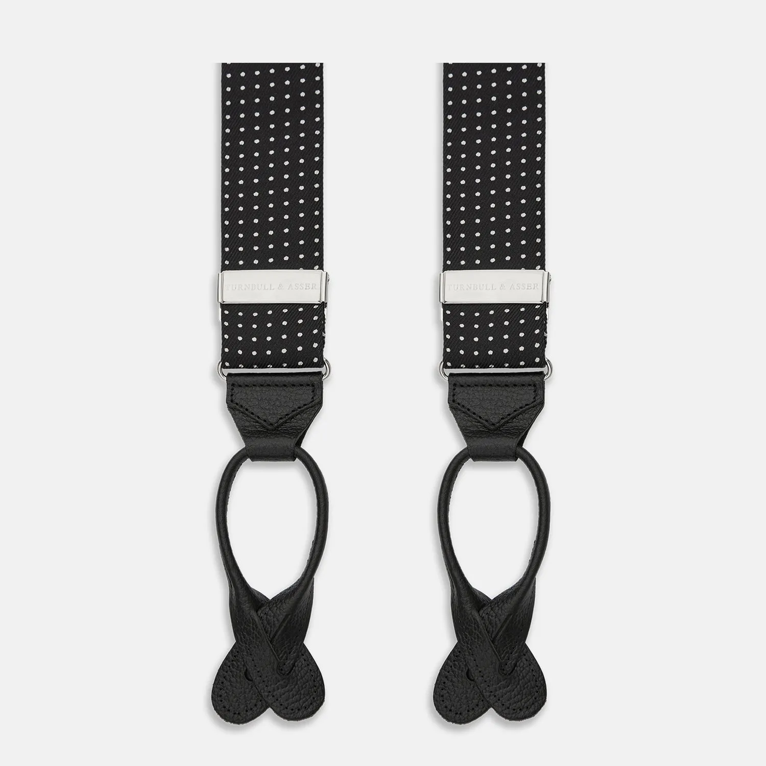 Black & White Small Spot Adjustable Silk Braces
