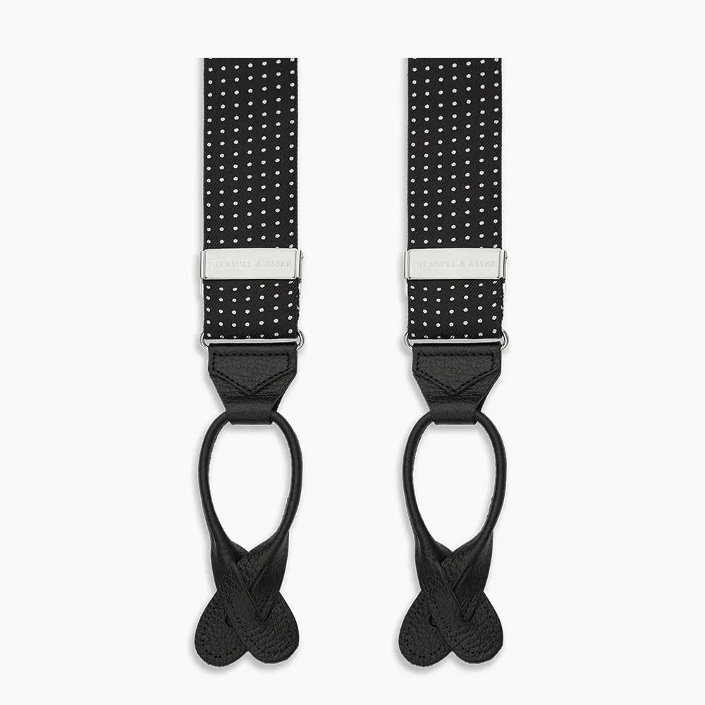 Black & White Small Spot Adjustable Silk Braces