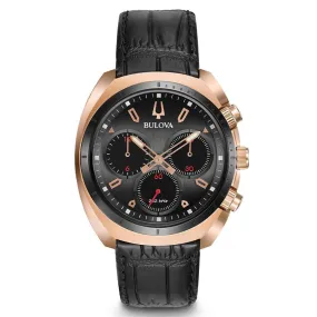 Bulova Grey Dial Black Leather Strap Men's Watch - 98A156