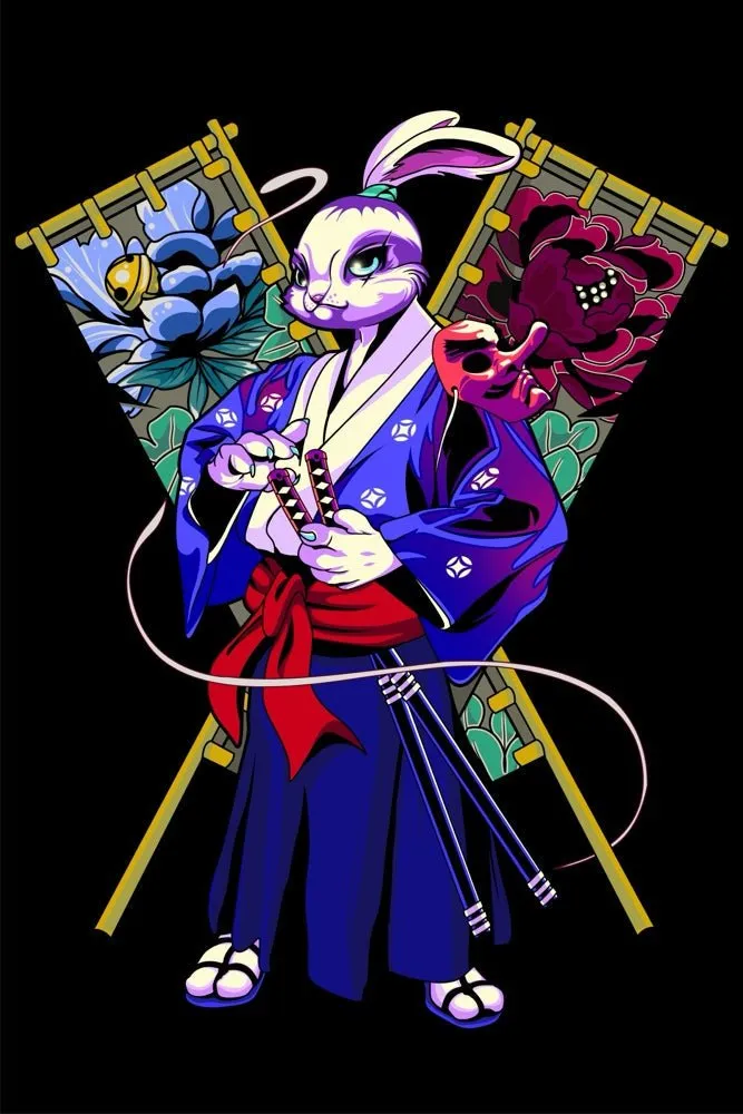 Bunny Samurai Plexi Glass Wall Art