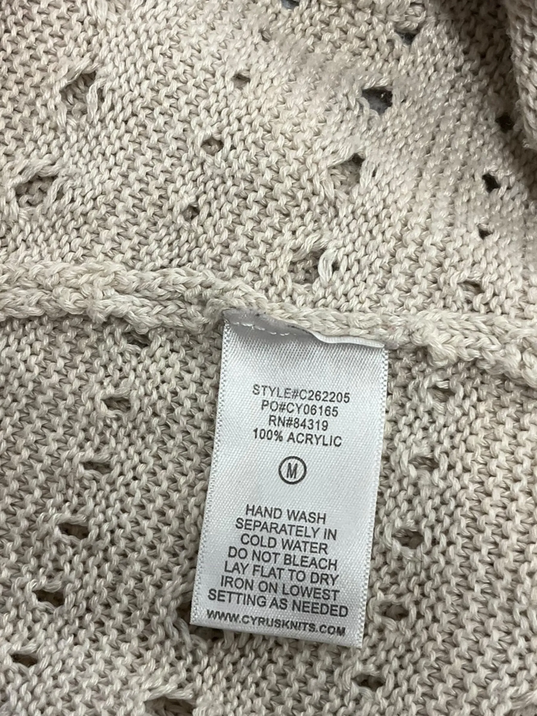 Cardigan By Cyrus Knits In Beige, Size: M
