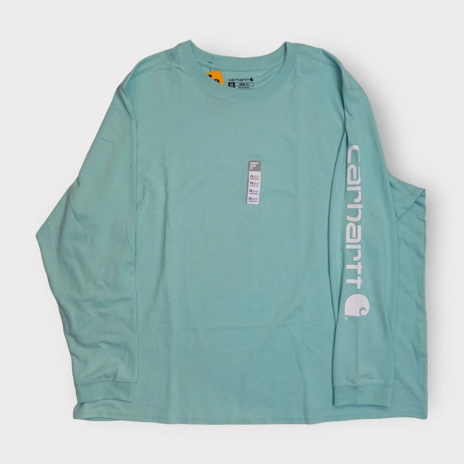 Carhartt Loose Fit Heavyweight Logo Sleeve T-Shirt | 2X(20-22) | Mint Green Solid | NWT