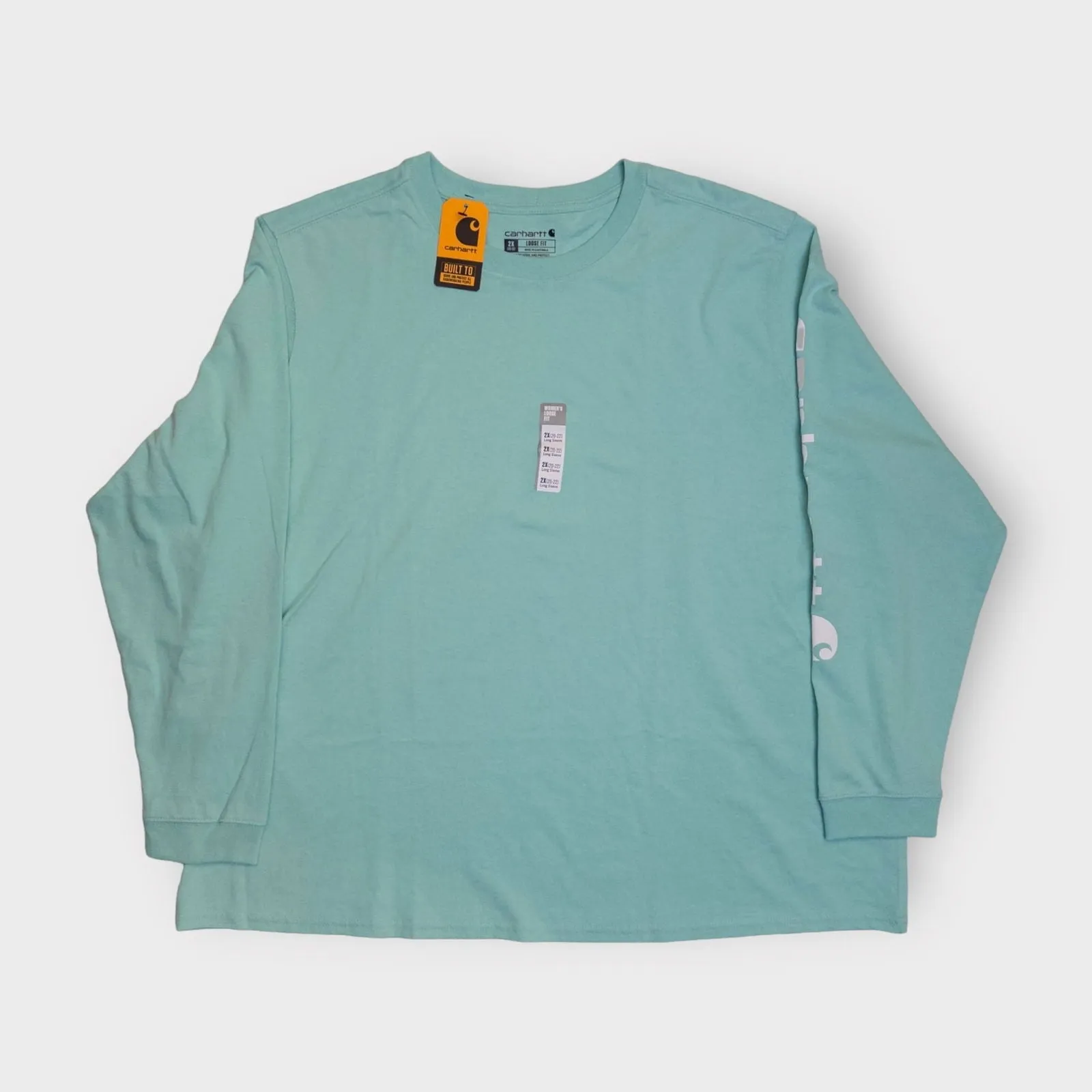 Carhartt Loose Fit Heavyweight Logo Sleeve T-Shirt | 2X(20-22) | Mint Green Solid | NWT