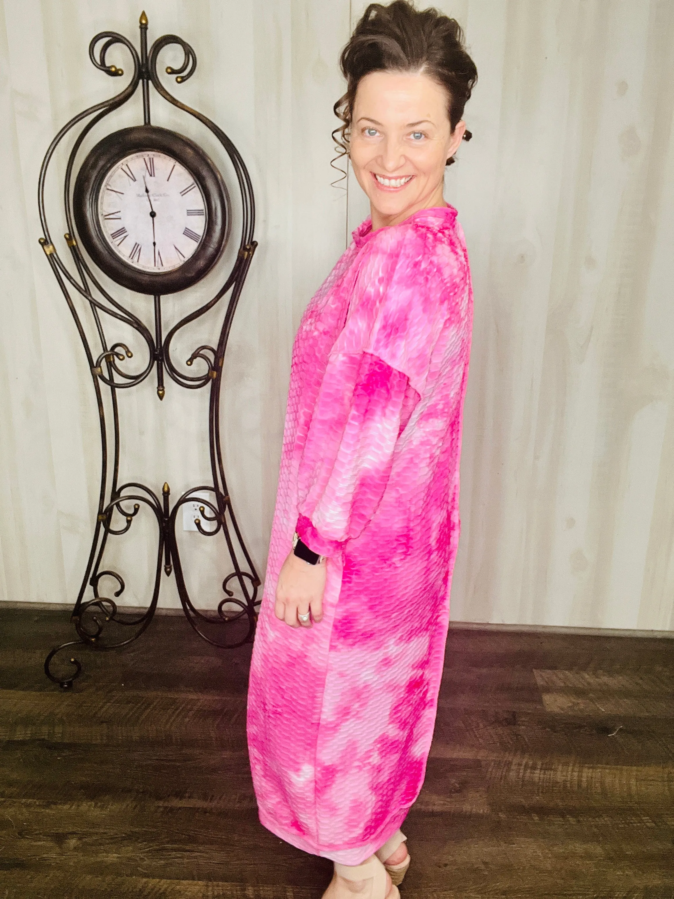 Comfy & Cute Tie Dye Dress- Pink, Blue or Midnight