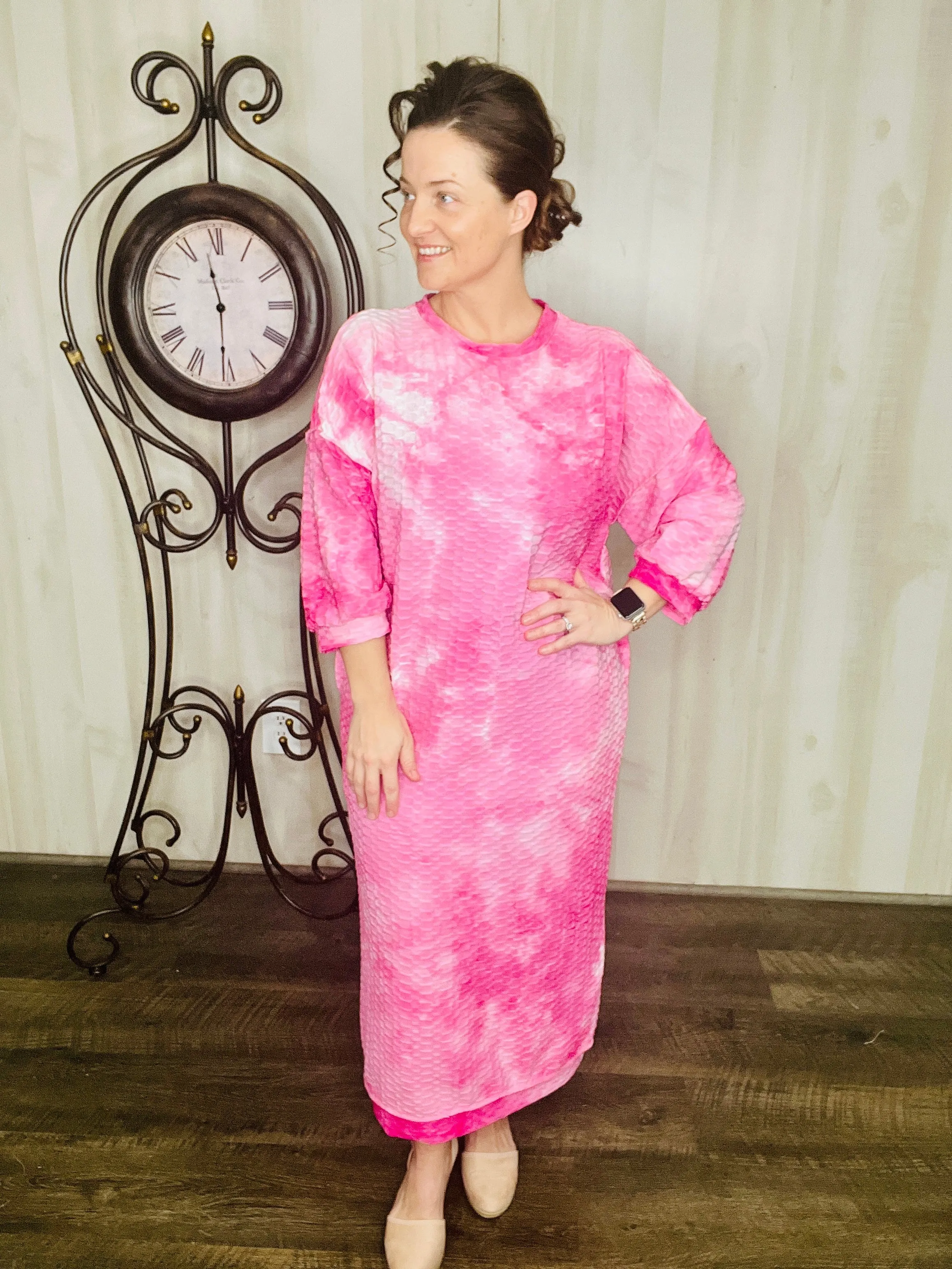 Comfy & Cute Tie Dye Dress- Pink, Blue or Midnight