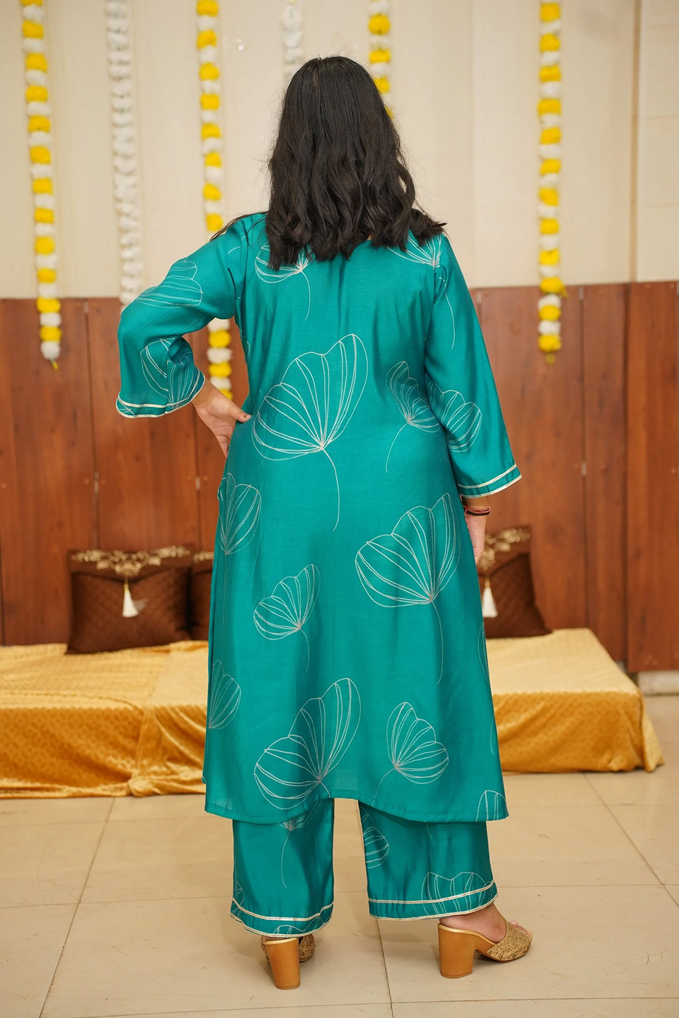 Coral Green Foiled Co-ord Set