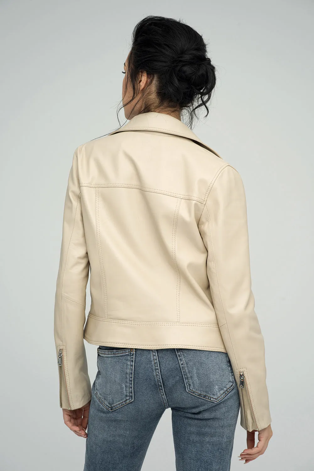 Cream Genuine Sheepskin Jacket