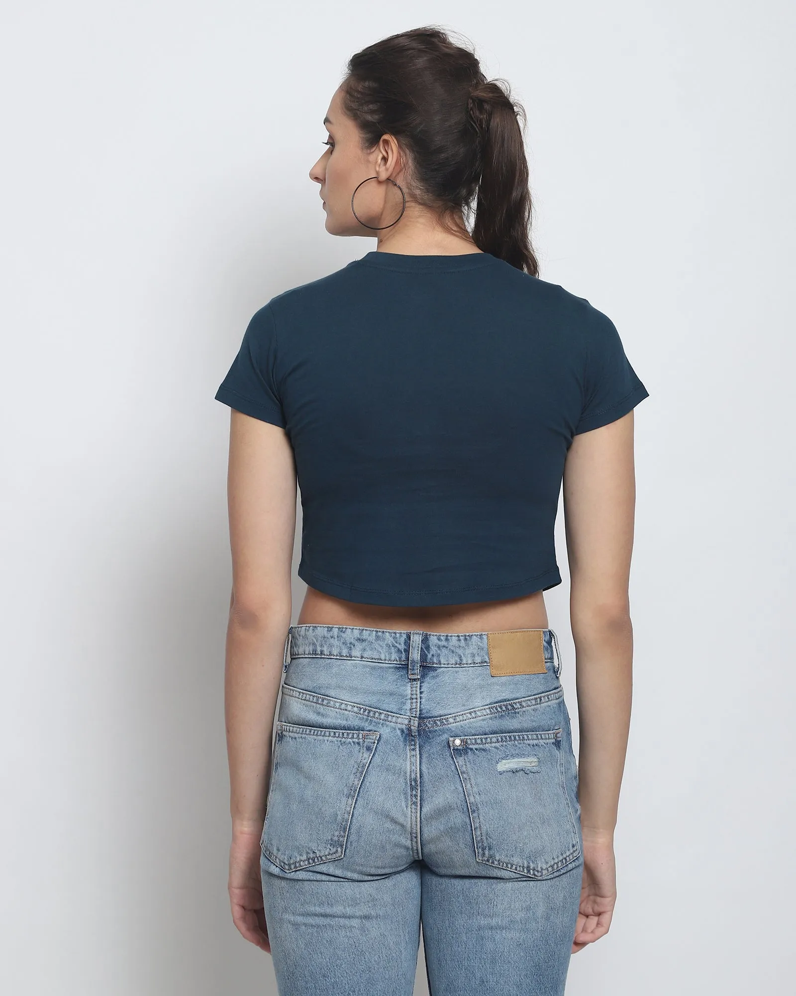 Crop Top: Solid Deep Teal Blue