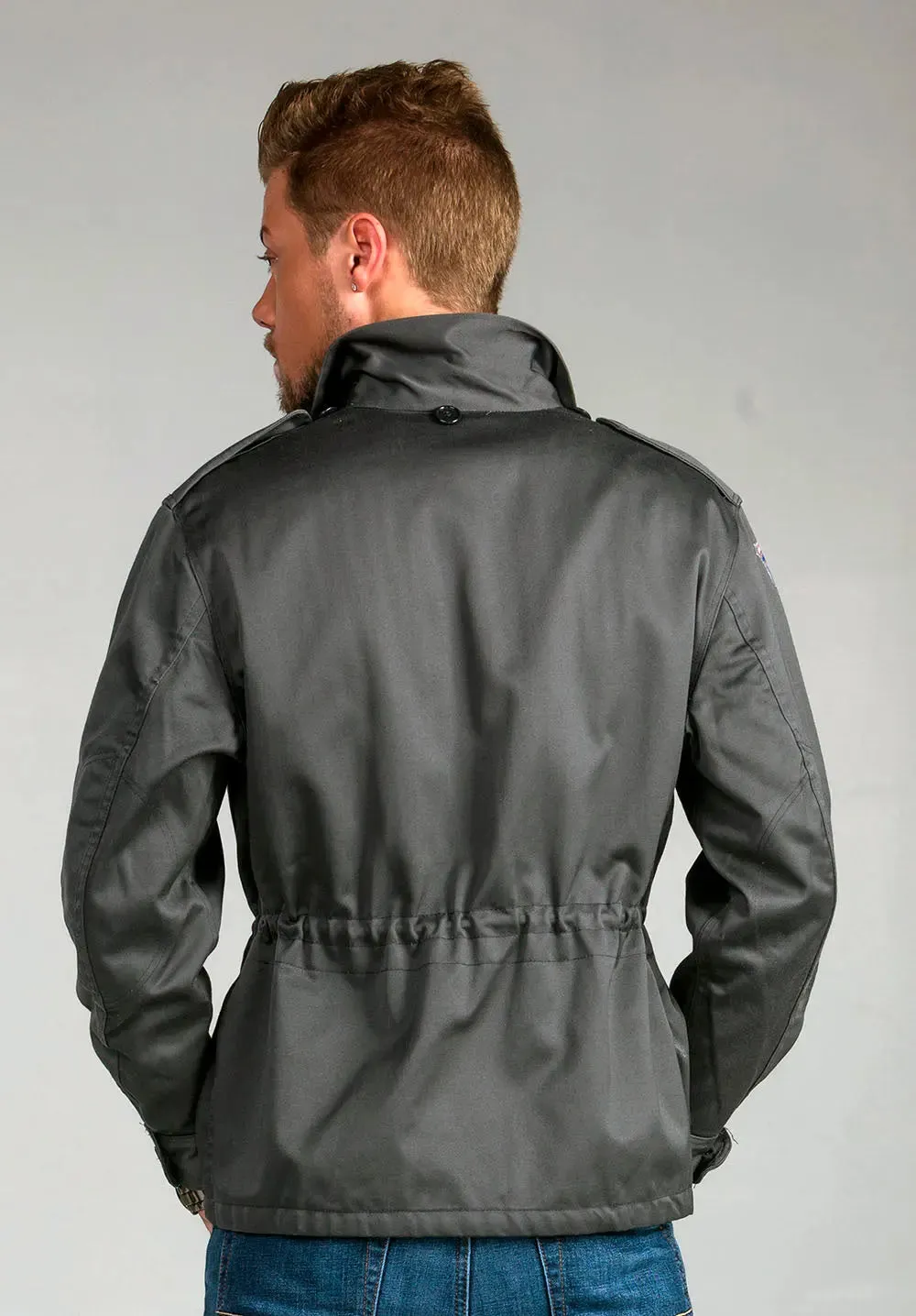 Dark Gray Slanted Pocket Combat Jacket