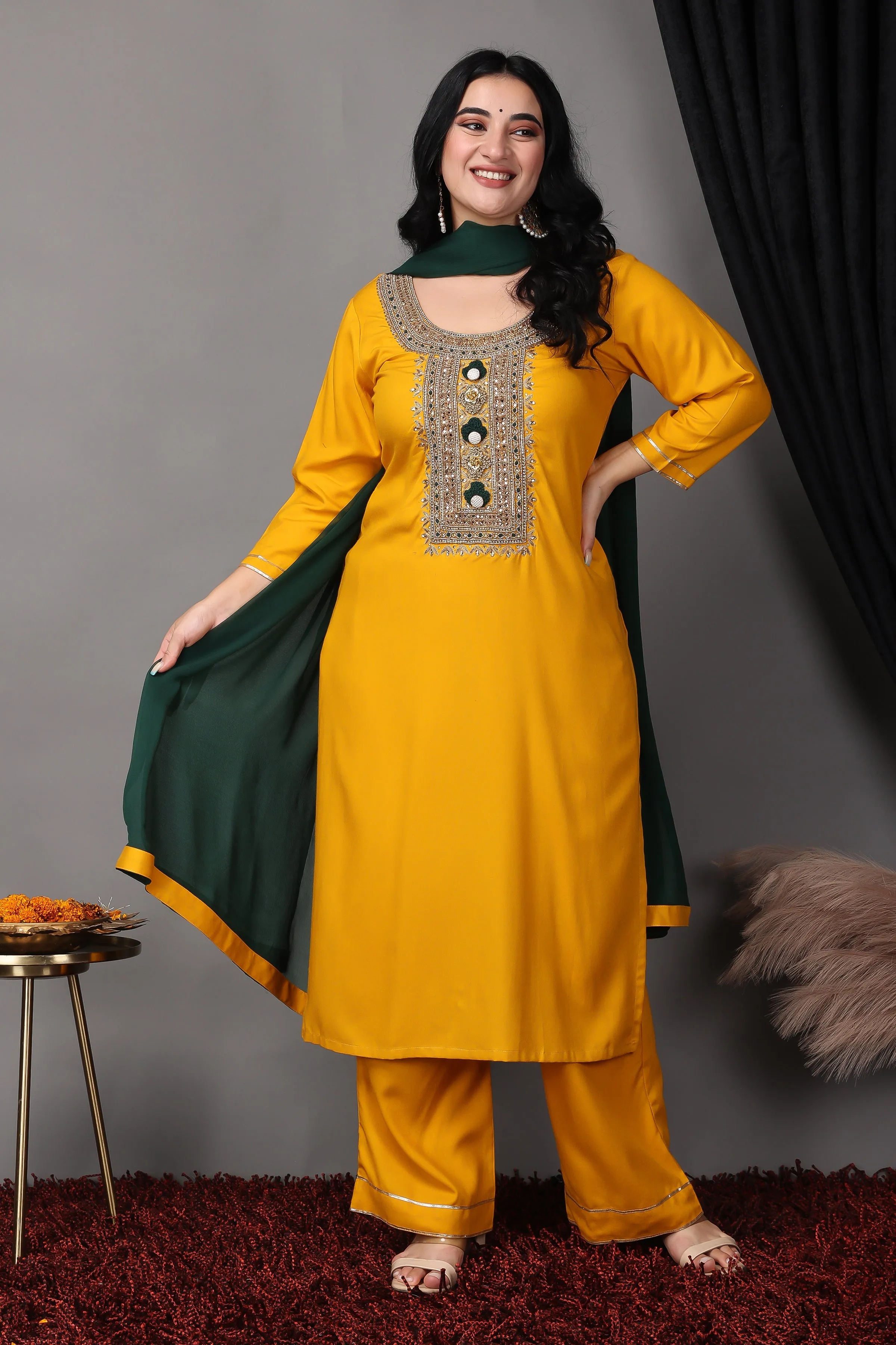 Deep Mustard Handwork Suit Set