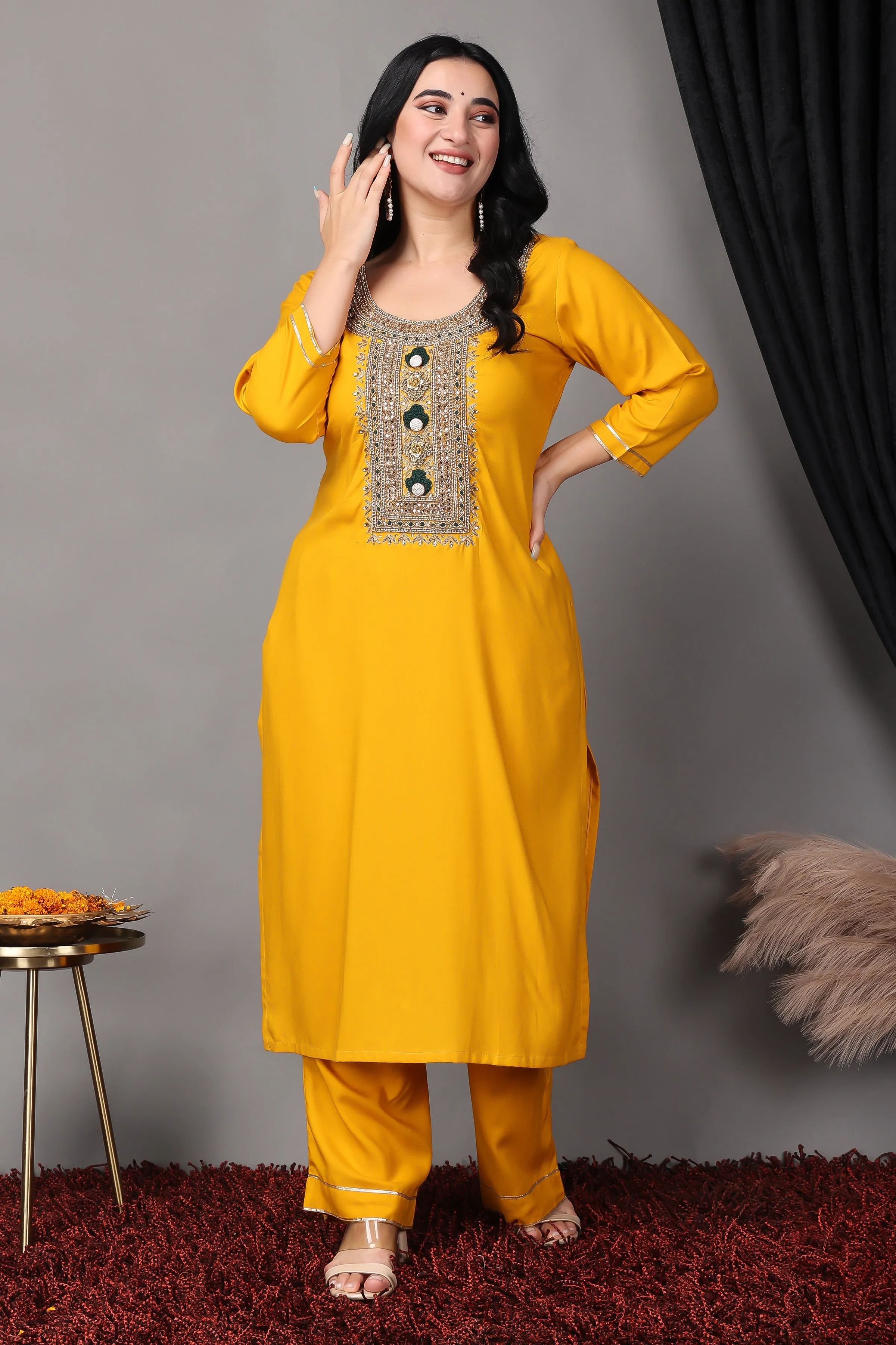 Deep Mustard Handwork Suit Set