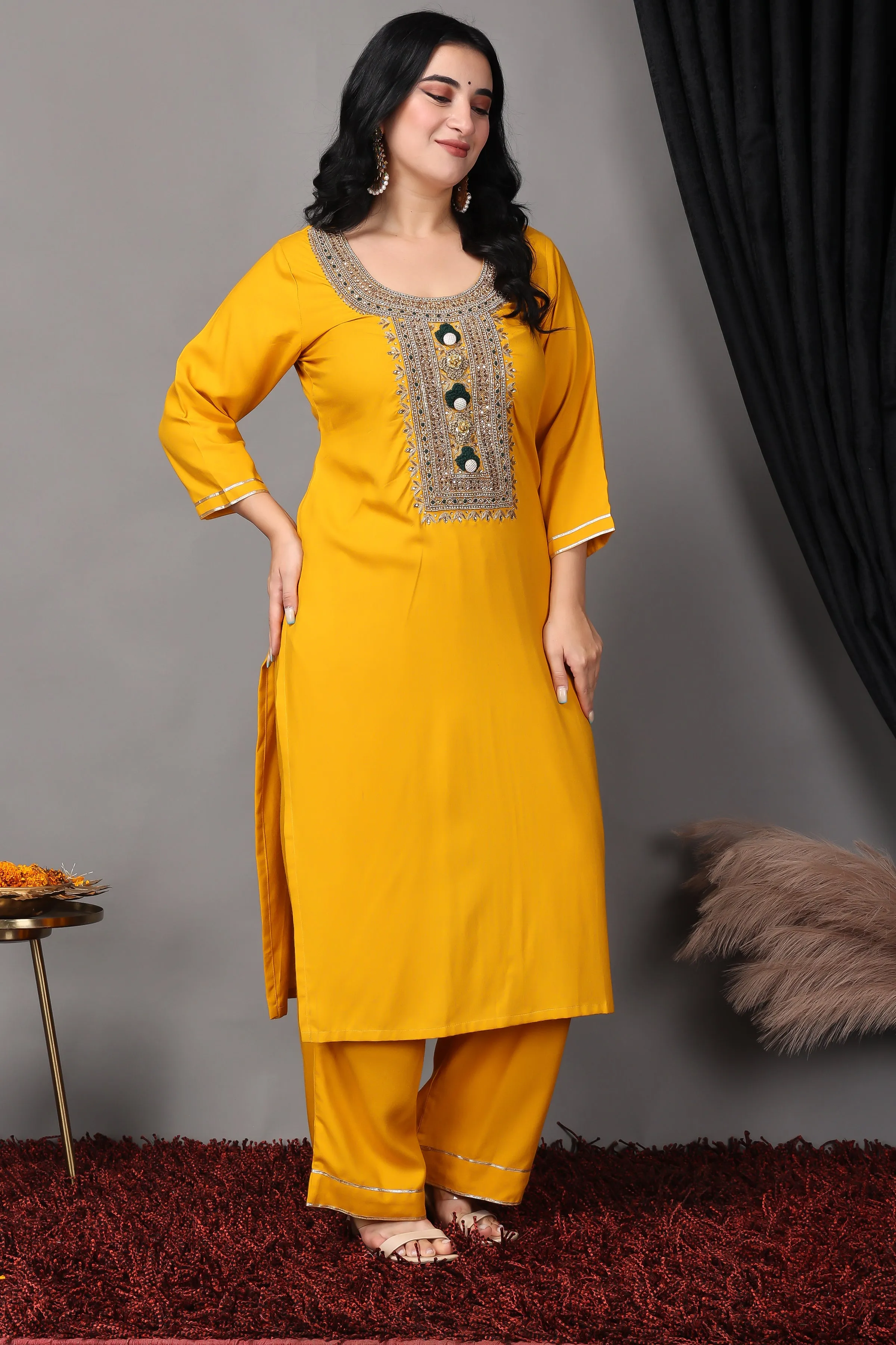 Deep Mustard Handwork Suit Set