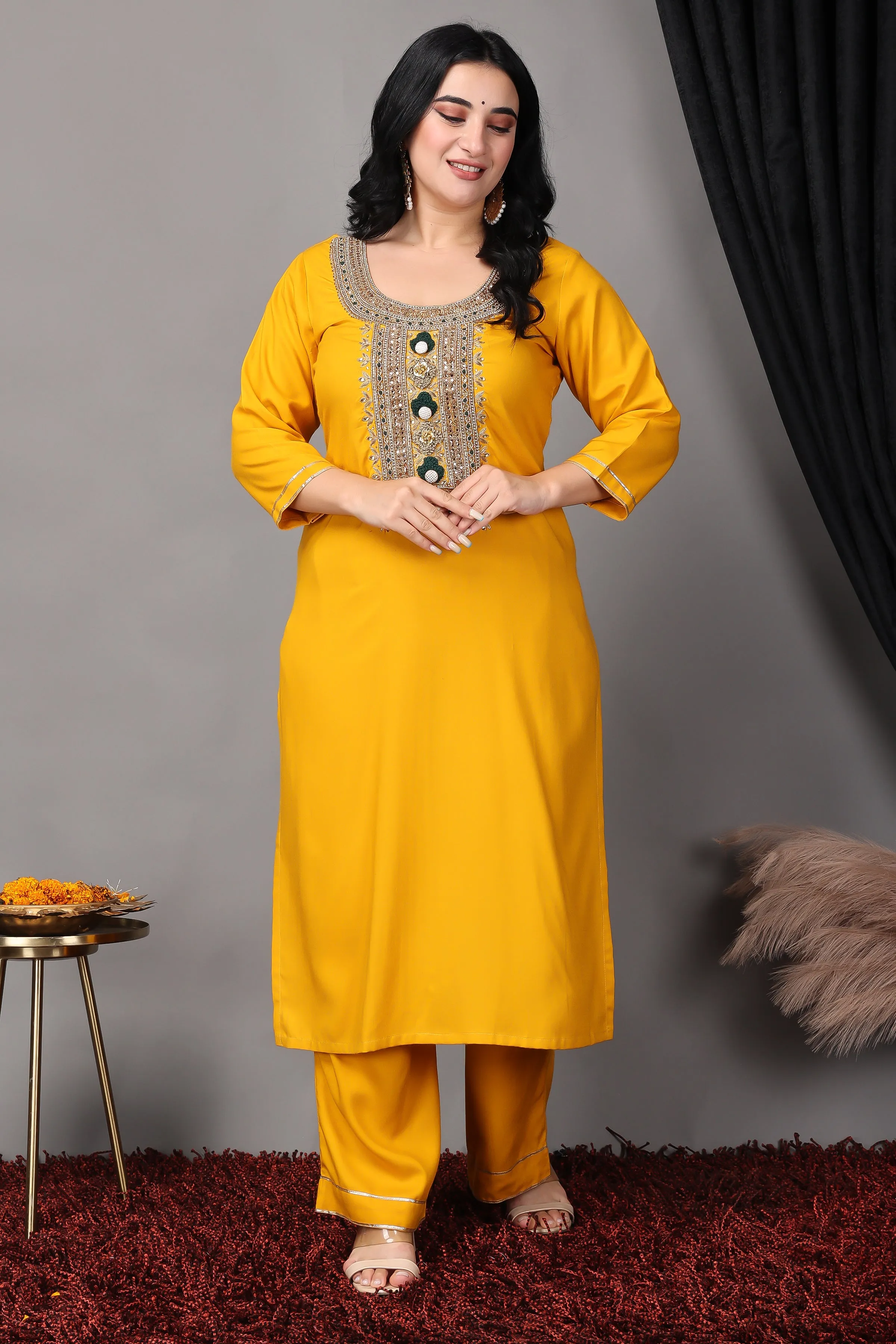 Deep Mustard Handwork Suit Set
