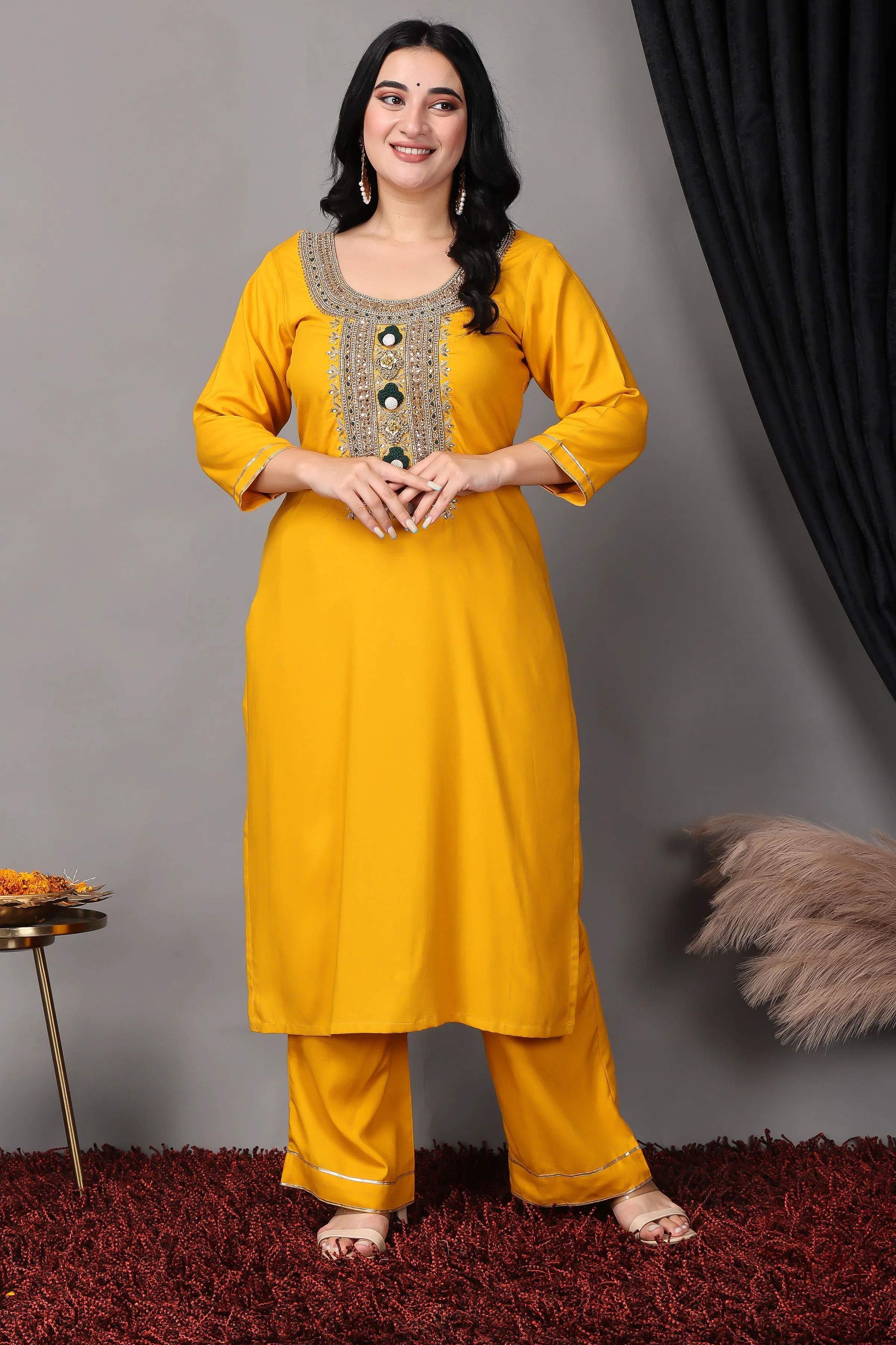 Deep Mustard Handwork Suit Set