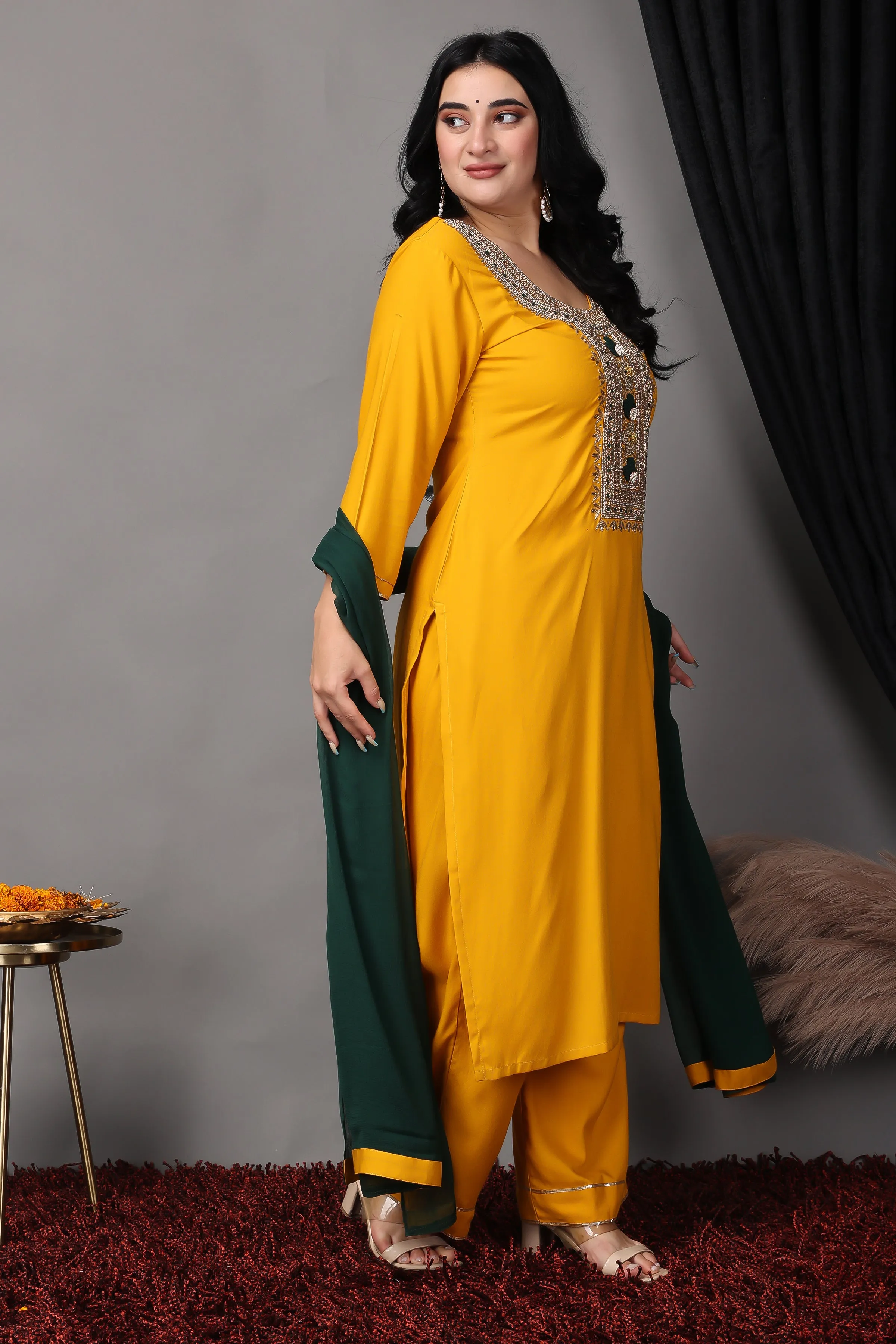 Deep Mustard Handwork Suit Set