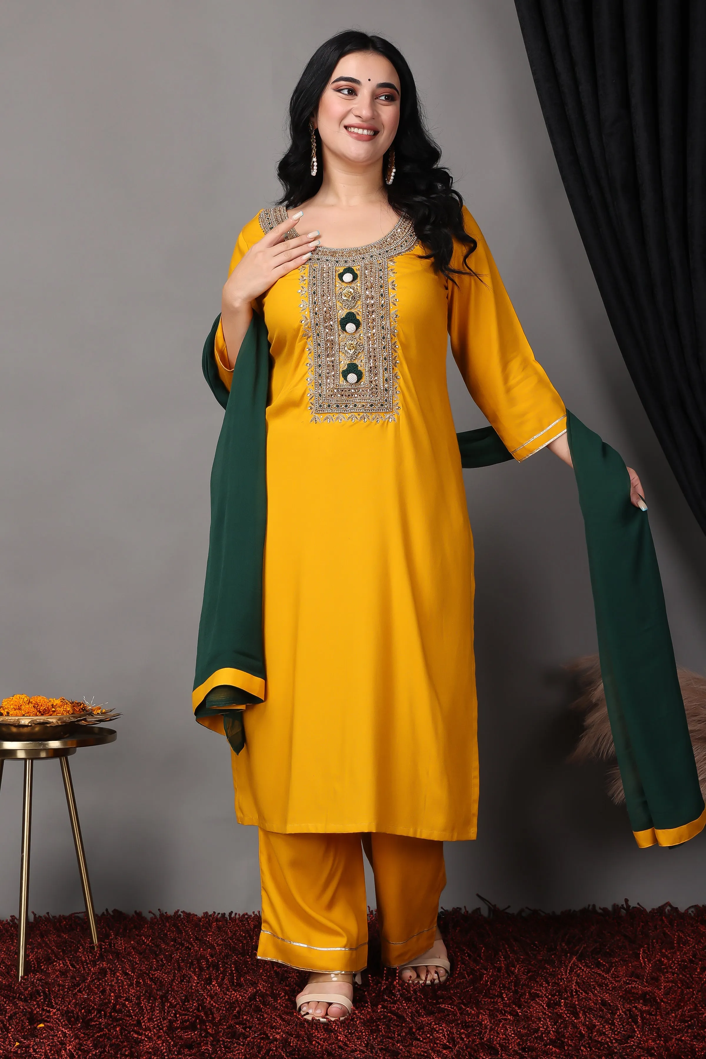 Deep Mustard Handwork Suit Set