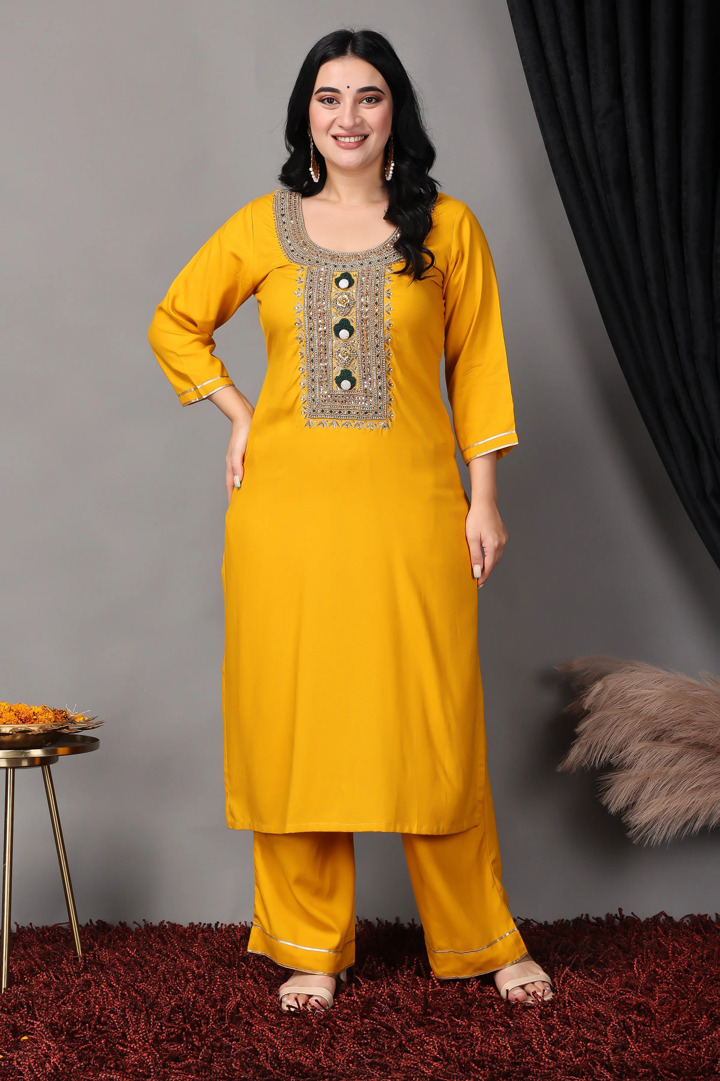 Deep Mustard Handwork Suit Set