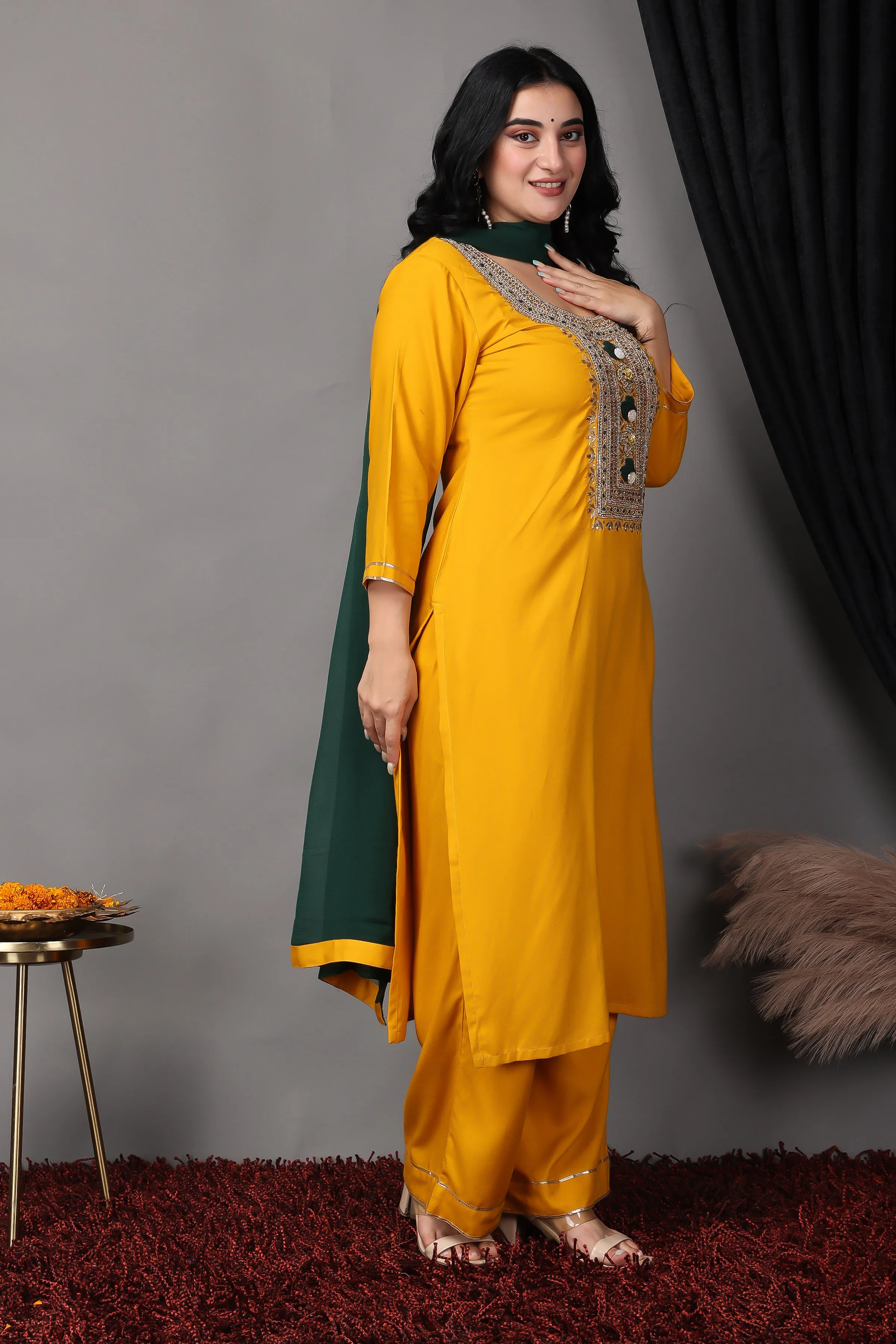 Deep Mustard Handwork Suit Set