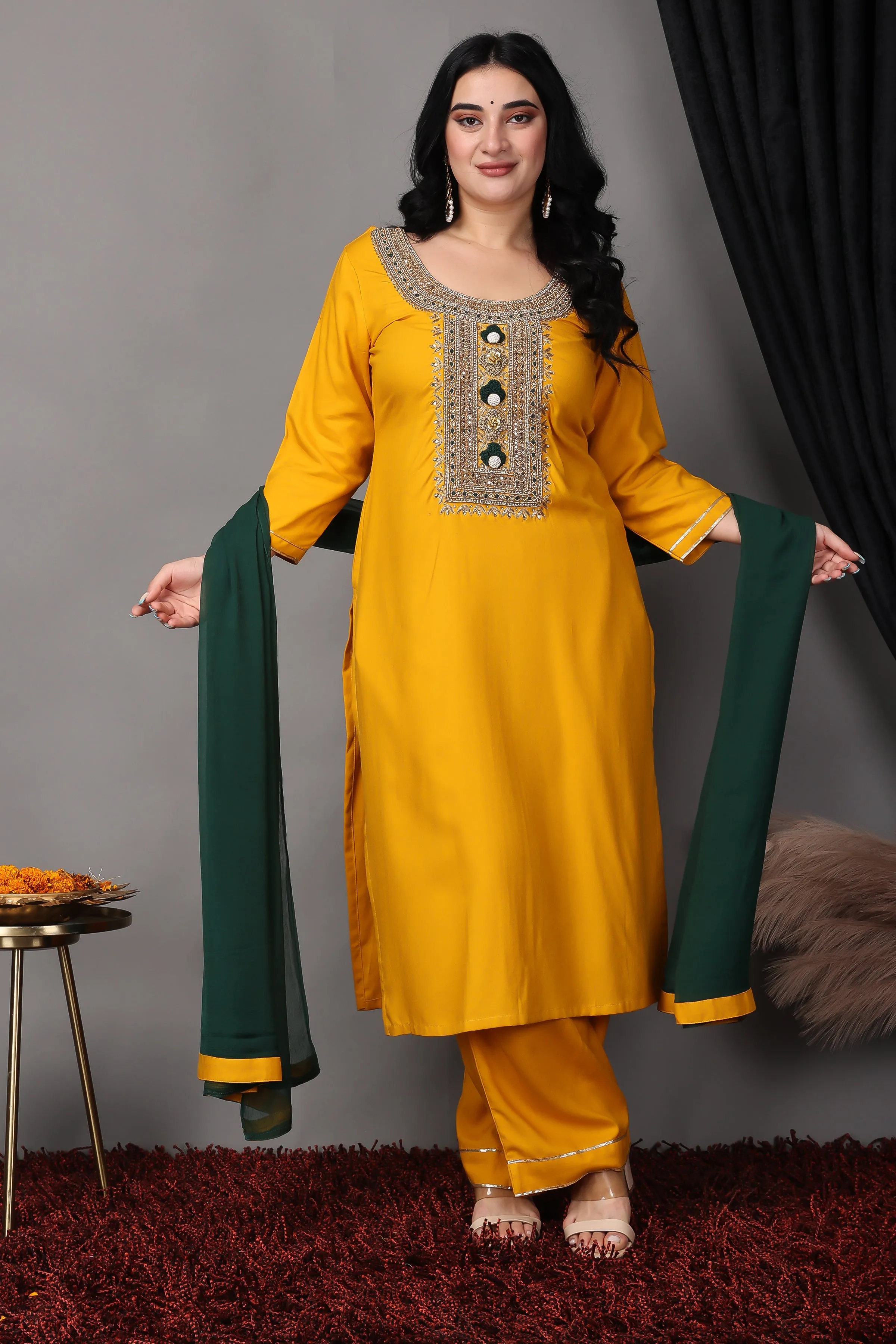 Deep Mustard Handwork Suit Set
