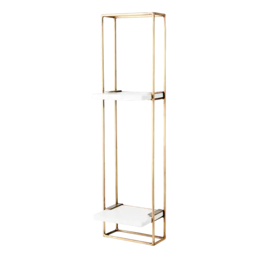 Dinky Brass and White Marble Wall Shelf 75cm