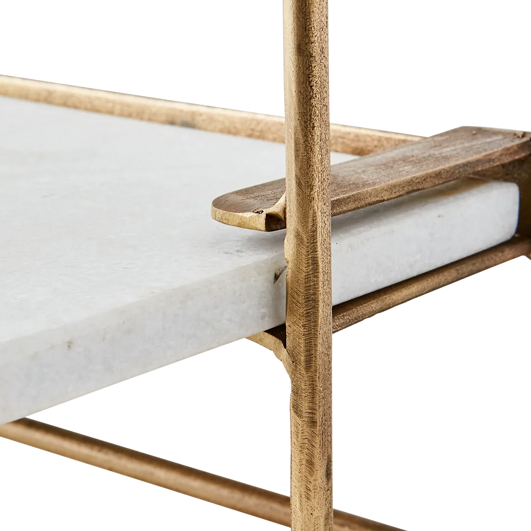 Dinky Brass and White Marble Wall Shelf 75cm