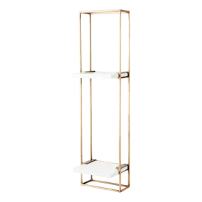 Dinky Brass and White Marble Wall Shelf 75cm
