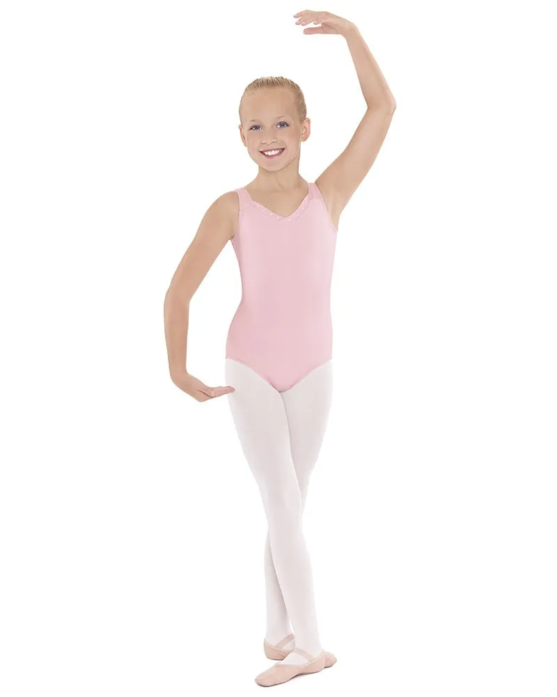 Eurotard Crystal Accent V-Neck Sleeveless Leotard - 33916C Girls