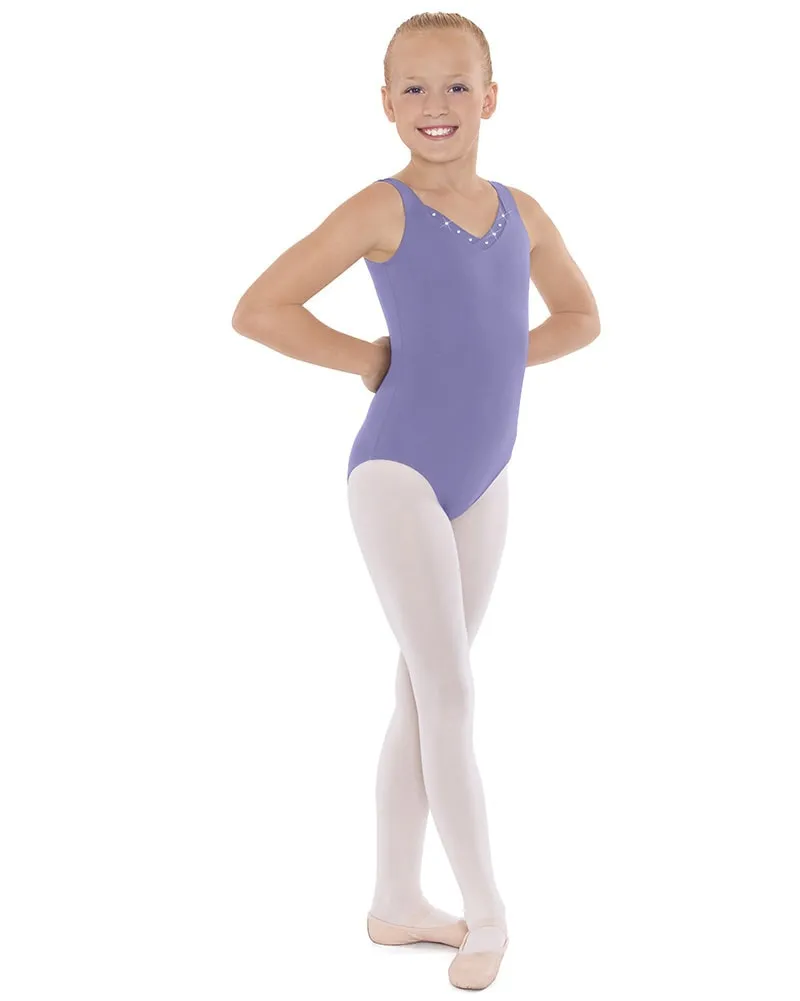 Eurotard Crystal Accent V-Neck Sleeveless Leotard - 33916C Girls
