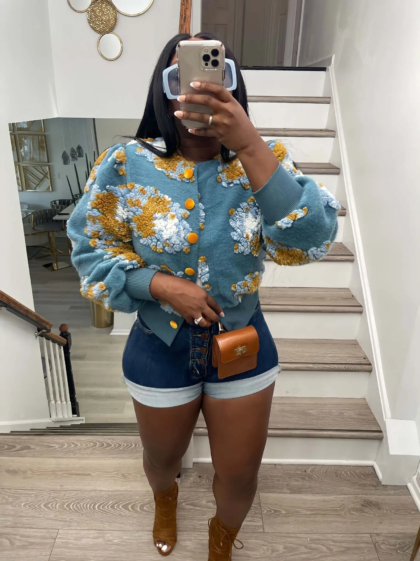 Fashion flower short jacket AY3174