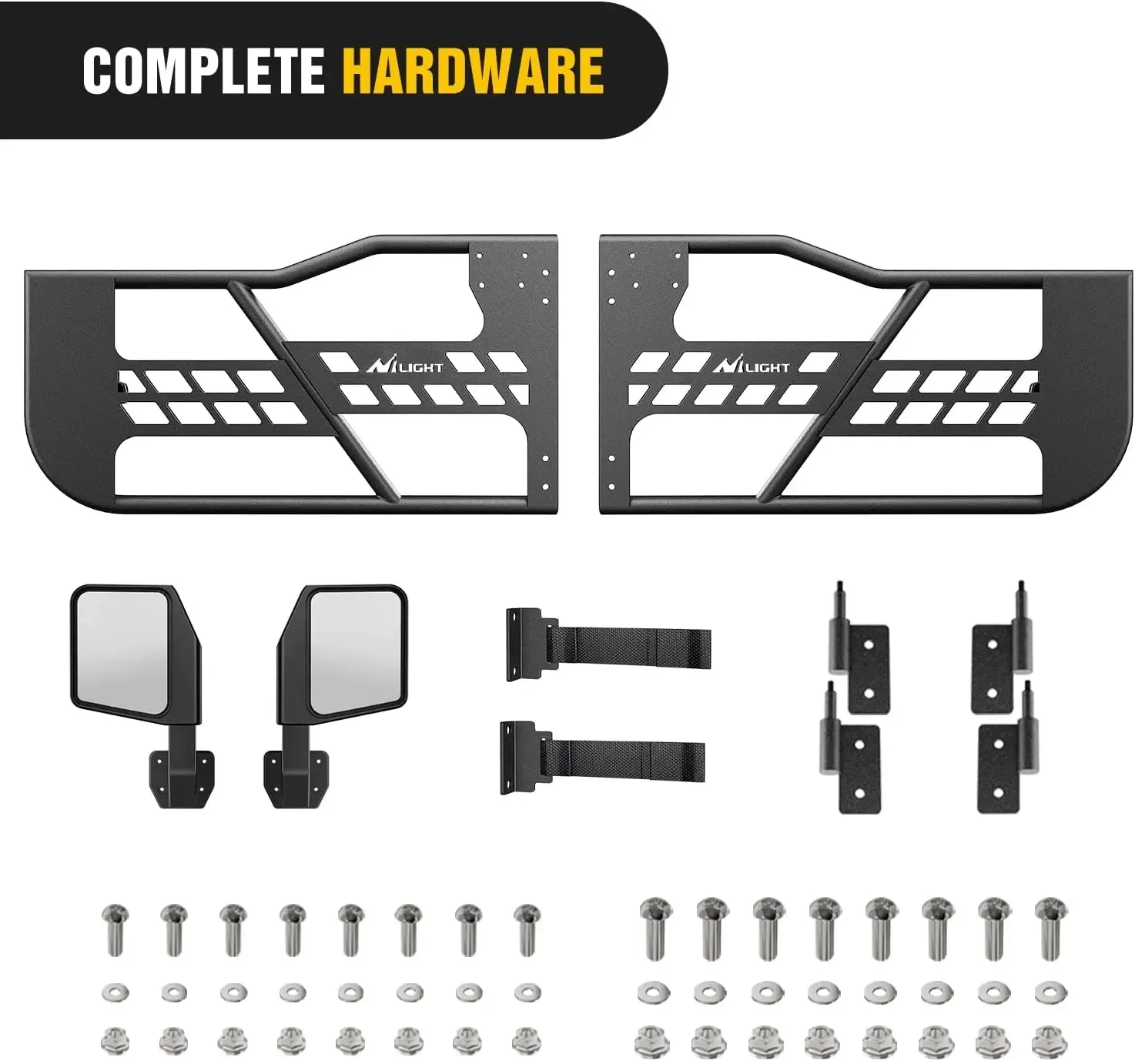 Front Rear Tubular Doors W/Side View Mirrors For 2007-2018 Wrangler JK 2 Door