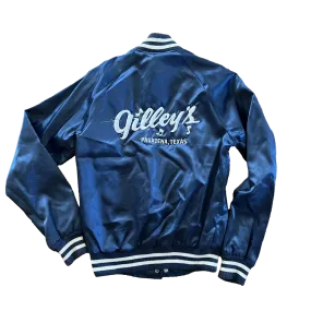 Navy Blue Satin Jacket by Gilley - Size Small, Elegant Finish