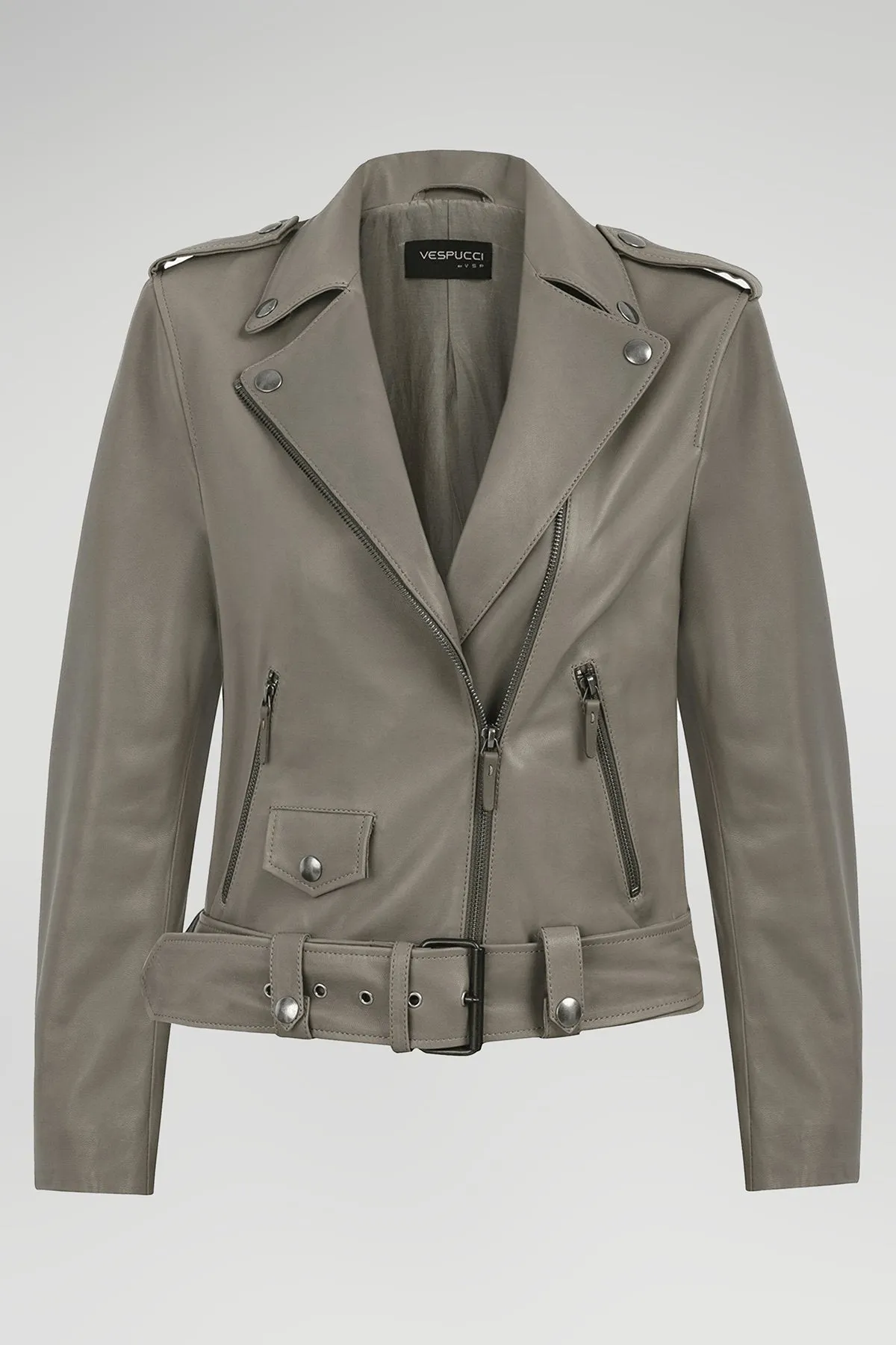 Grey Leather Jacket
